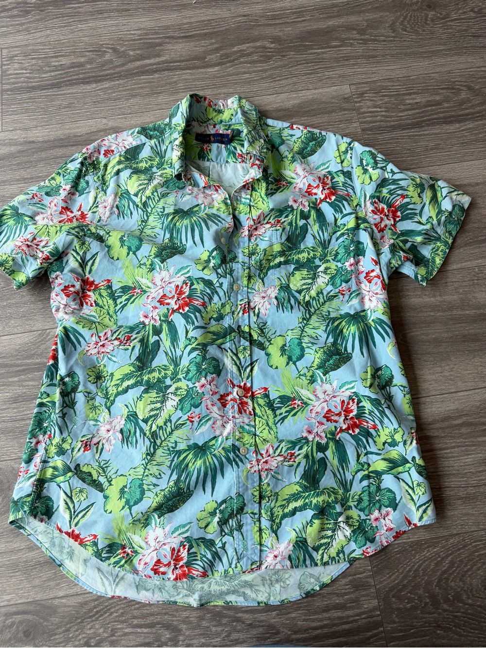 Polo by Ralph Lauren Light Blue Tropical /Hawaiian Floral Button-Down Shirt